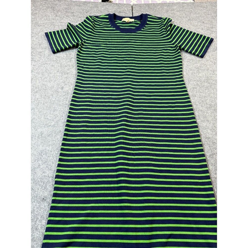 Michael Kors Sweater Dress Women's Large Multicolor Striped Tight Knit Pullover